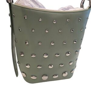 Kate Spade Halo Studded Leather Bucket Bag Light Green W/ Dust Bag NWT